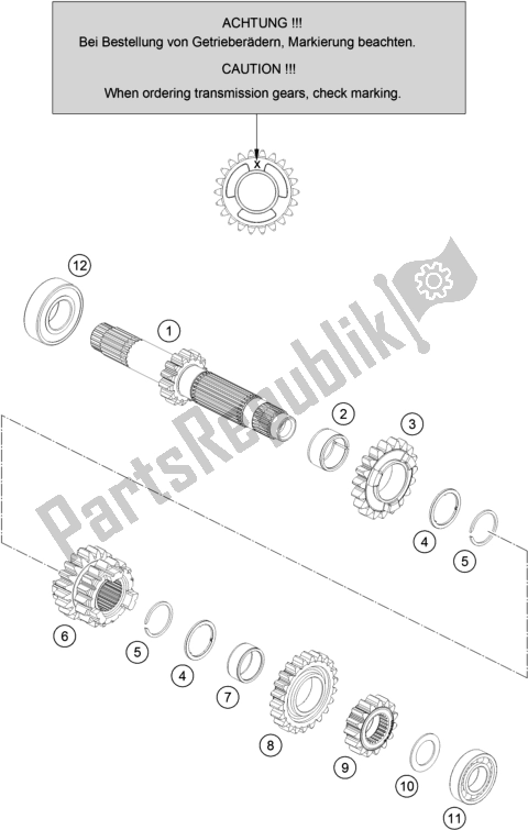 Toutes les pièces pour le Transmission I - Arbre Principal du Husqvarna TC 125 2018