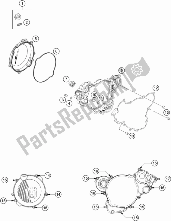 All parts for the Clutch Cover of the Husqvarna TC 125 2019