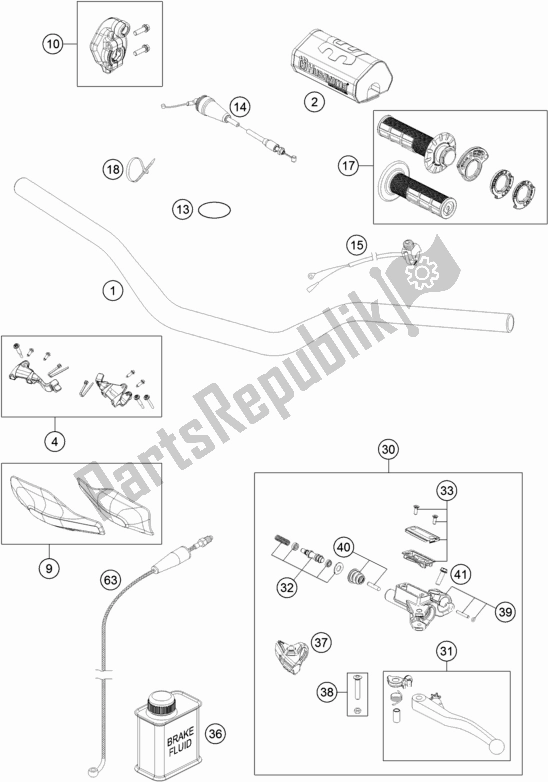 Tutte le parti per il Manubrio, Comandi del Husqvarna TC 125 2019