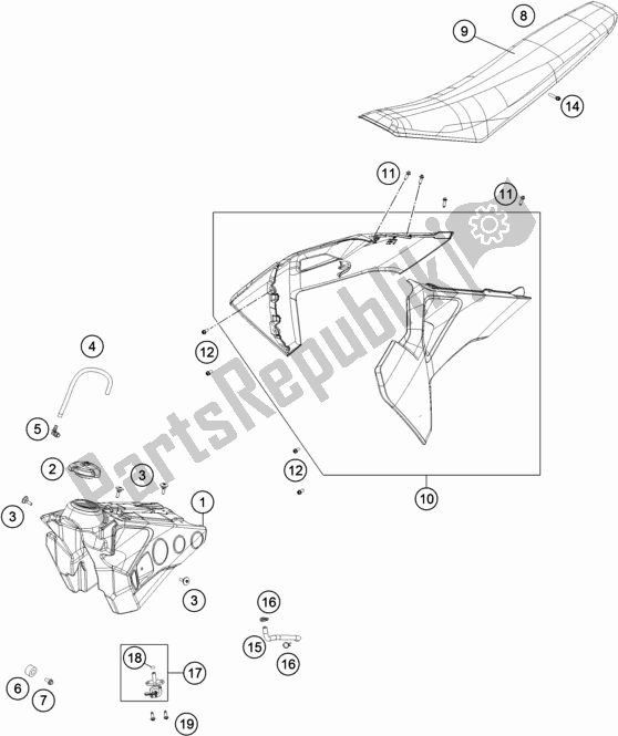 All parts for the Tank, Seat of the Husqvarna TC 125 2019