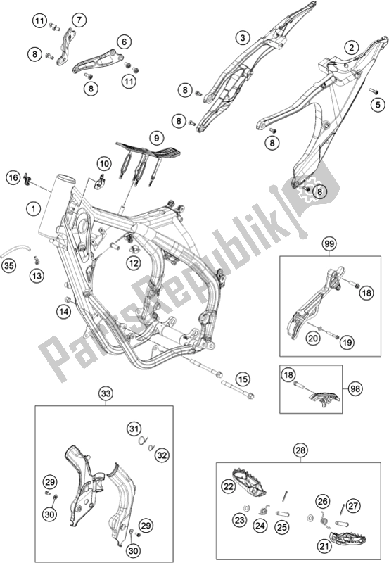 All parts for the Frame of the Husqvarna TC 125 2020