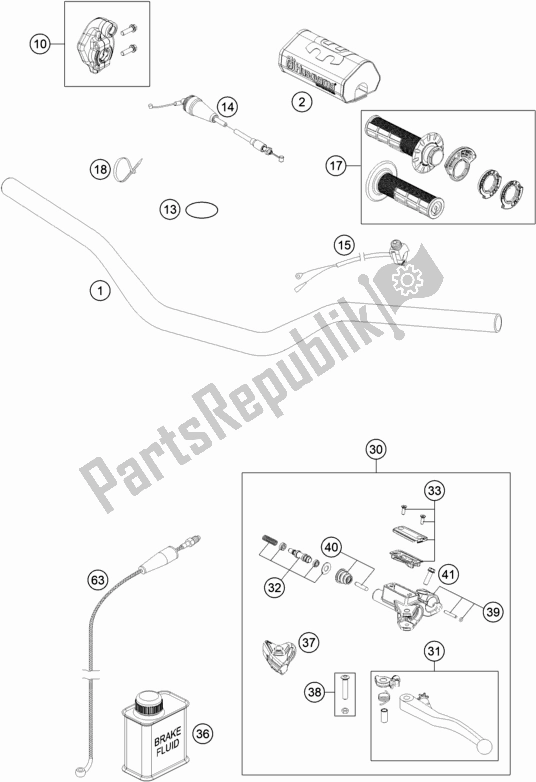 Todas as partes de Guiador, Controles do Husqvarna TC 125 2020