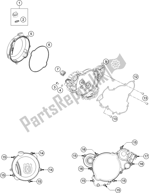 All parts for the Clutch Cover of the Husqvarna TC 125 EU 2016