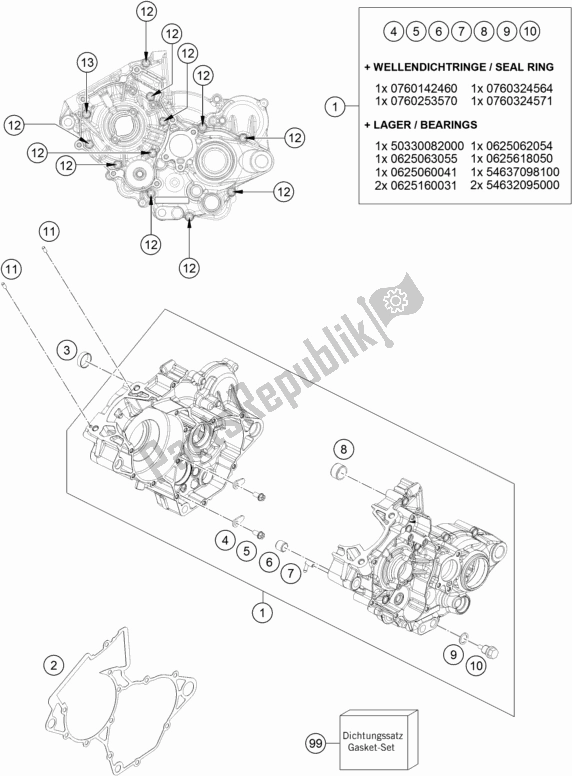 Tutte le parti per il Cassa Del Motore del Husqvarna TC 125 EU 2016