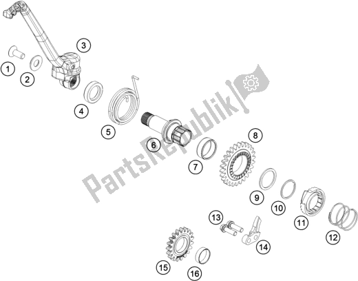 All parts for the Kick Starter of the Husqvarna TC 125 EU 2016