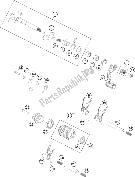 All parts for the Shifting Mechanism of the Husqvarna TC 125 EU 2016