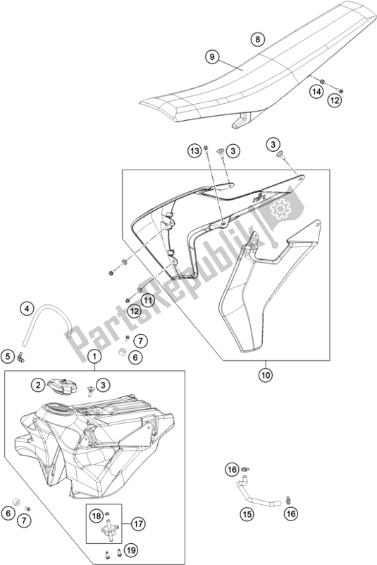All parts for the Tank, Seat of the Husqvarna TC 125 EU 2016