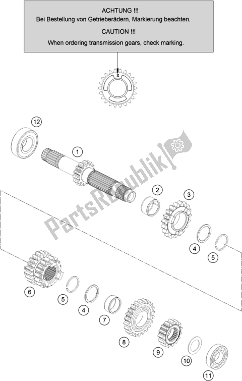 All parts for the Transmission I - Main Shaft of the Husqvarna TC 125 EU 2016