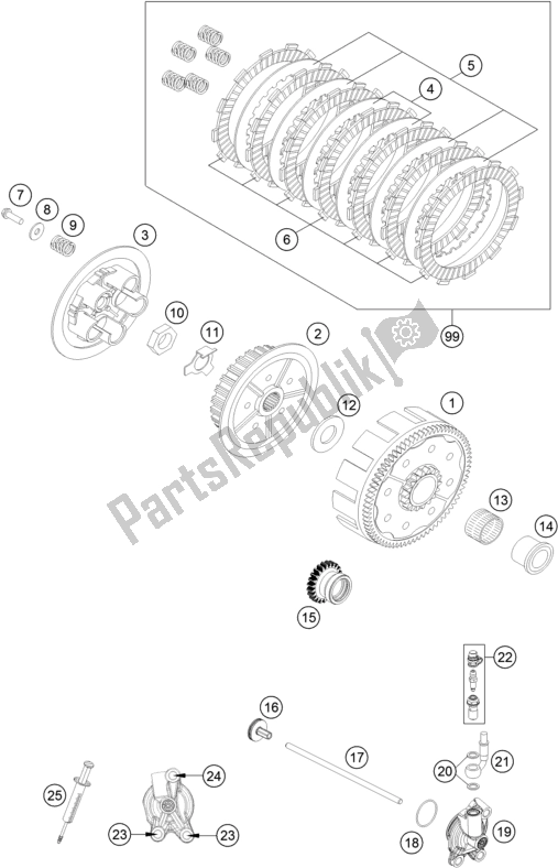 Toutes les pièces pour le Embrayage du Husqvarna TC 125 EU 2017