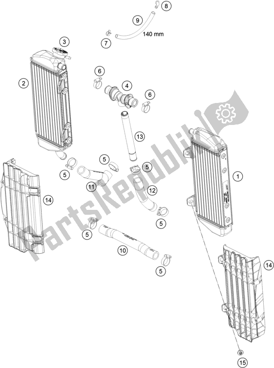 Alle onderdelen voor de Koelsysteem van de Husqvarna TC 125 EU 2018