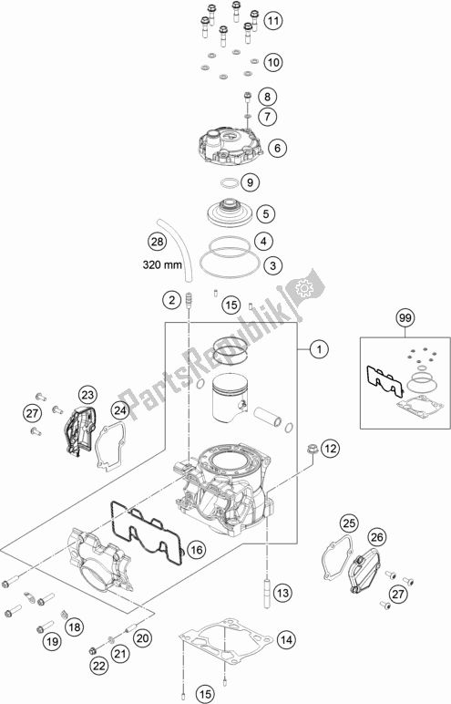 All parts for the Cylinder, Cylinder Head of the Husqvarna TC 125 EU 2018