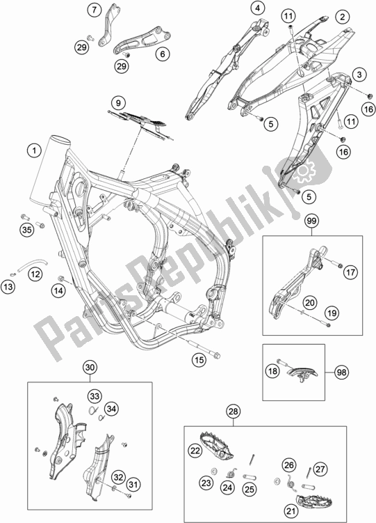 Todas as partes de Quadro, Armação do Husqvarna TC 125 EU 2018