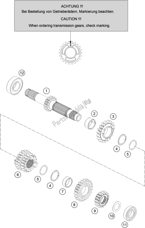 All parts for the Transmission I - Main Shaft of the Husqvarna TC 125 EU 2018