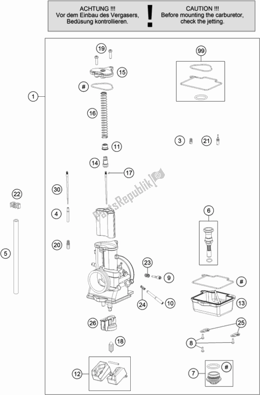 Toutes les pièces pour le Carburateur du Husqvarna TC 125 EU 2019