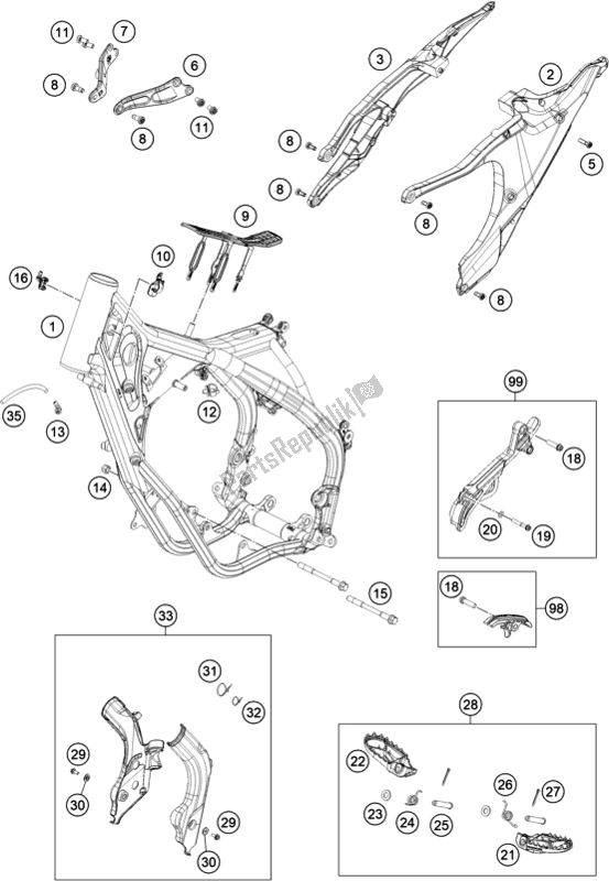 Toutes les pièces pour le Cadre du Husqvarna TC 125 EU 2019