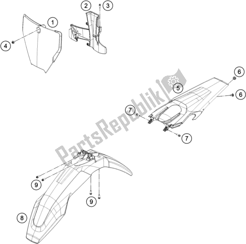 All parts for the Mask, Fenders of the Husqvarna TC 125 EU 2019