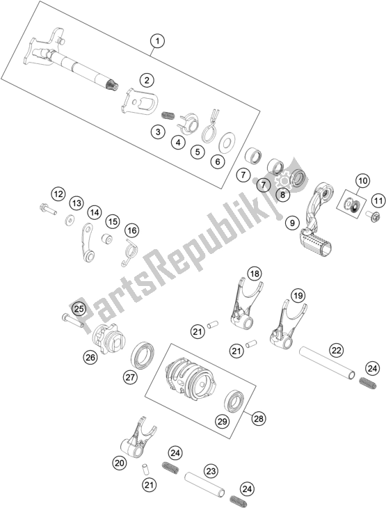 Tutte le parti per il Meccanismo Di Spostamento del Husqvarna TC 125 EU 2019