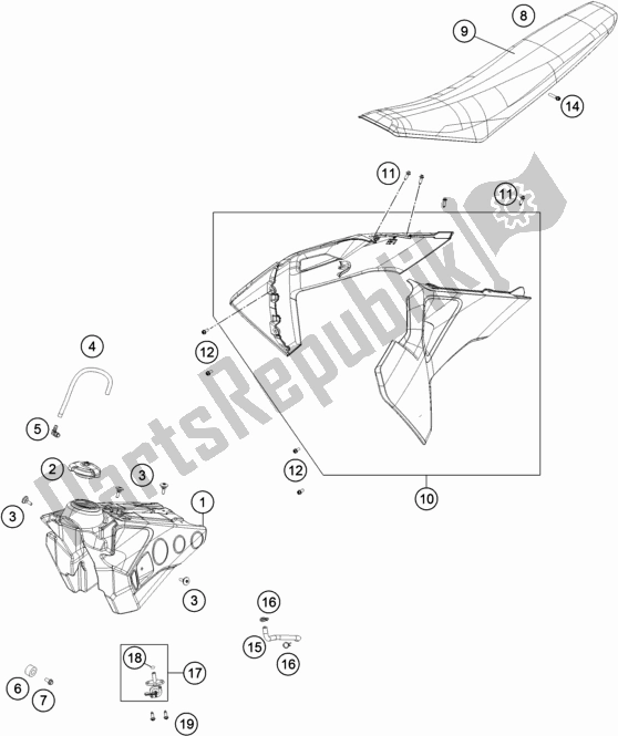 All parts for the Tank, Seat of the Husqvarna TC 125 EU 2019
