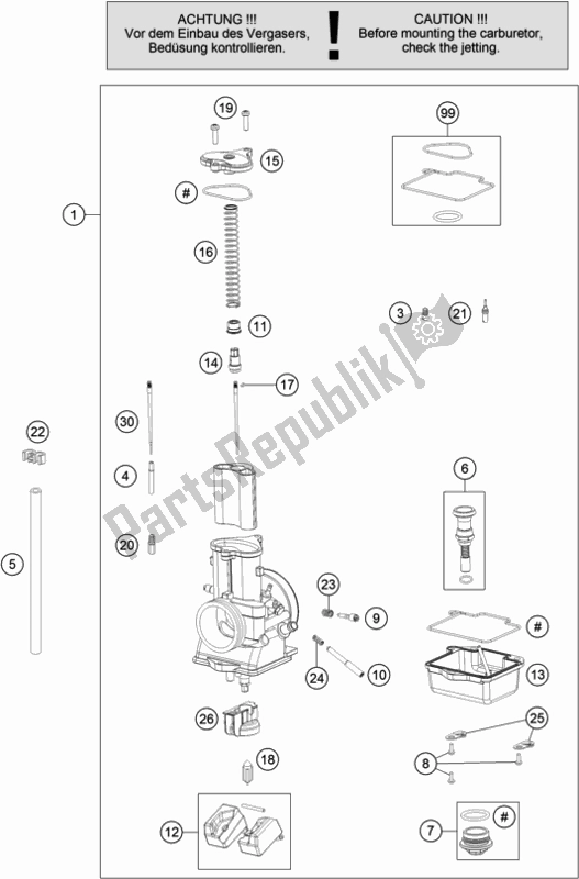 Toutes les pièces pour le Carburateur du Husqvarna TC 125 EU 2020