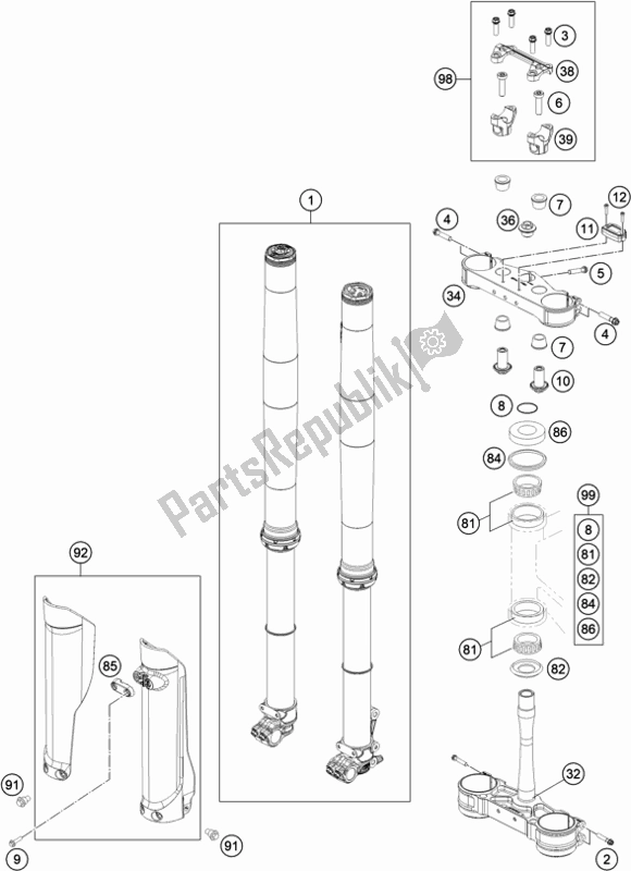 Toutes les pièces pour le Fourche Avant, Triple Serrage du Husqvarna TC 125 EU 2020