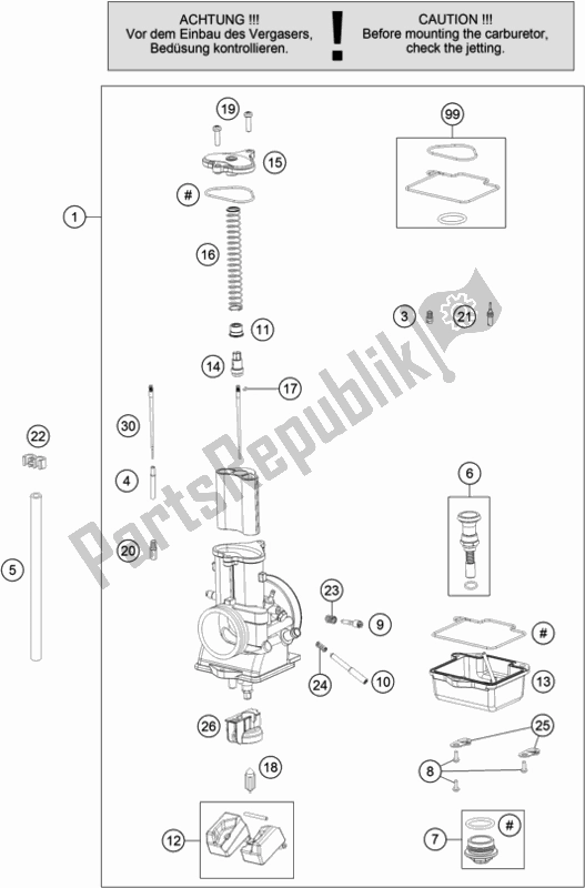 Todas as partes de Carburador do Husqvarna TC 125 EU 2021