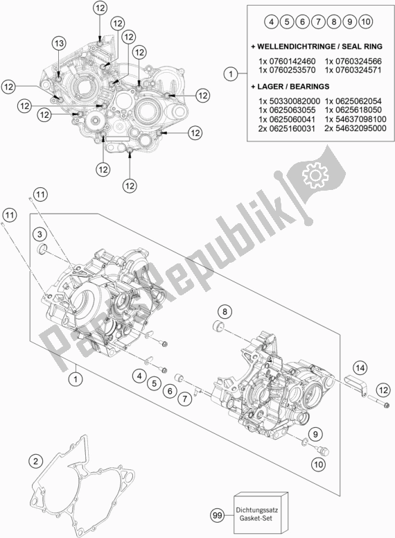 Todas as partes de Caixa Do Motor do Husqvarna TC 125 EU 2021