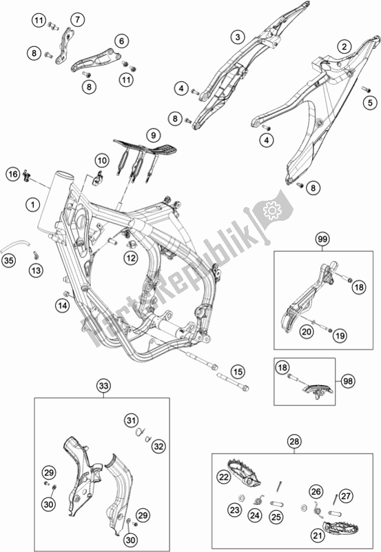 Todas las partes para Marco de Husqvarna TC 125 EU 2021