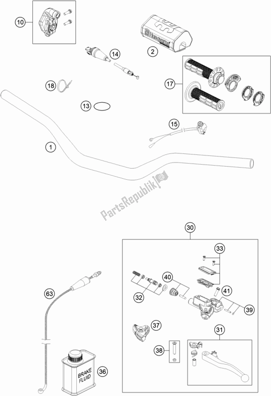 All parts for the Handlebar, Controls of the Husqvarna TC 125 EU 2021