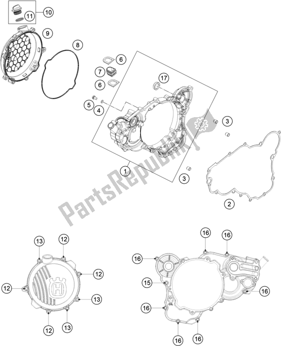 All parts for the Clutch Cover of the Husqvarna TC 250 2019