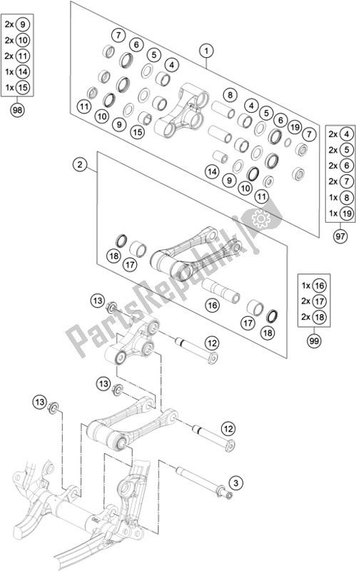 All parts for the Pro Lever Linking of the Husqvarna TC 250 2019