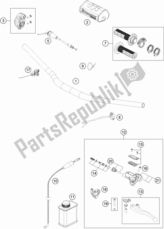 Alle onderdelen voor de Stuur, Bedieningselementen van de Husqvarna TC 250 2020