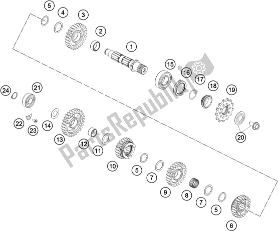 All parts for the Transmission Ii - Countershaft of the Husqvarna TC 250 2020