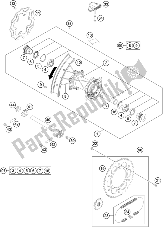 Tutte le parti per il Ruota Posteriore del Husqvarna TC 250 EU 2016