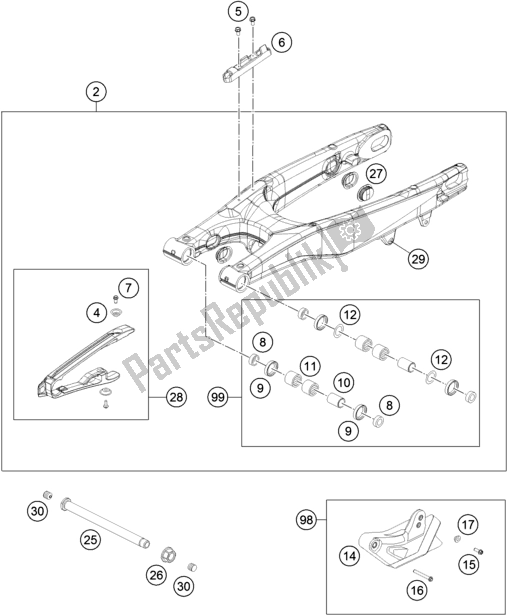 Toutes les pièces pour le Bras Oscillant du Husqvarna TC 250 EU 2016