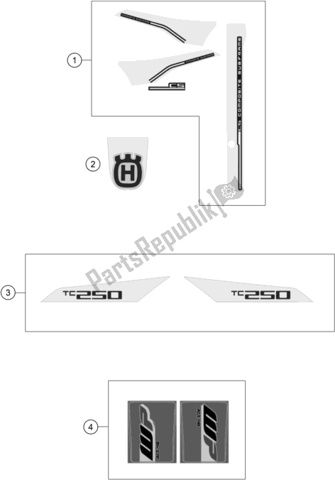 Todas as partes de Decalque do Husqvarna TC 250 EU 2017