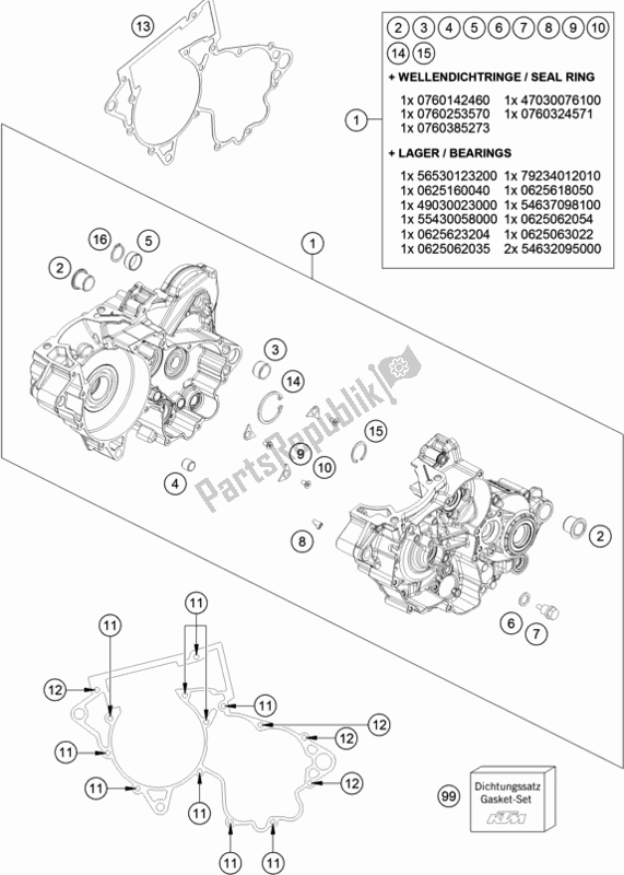 Todas as partes de Caixa Do Motor do Husqvarna TC 250 EU 2017