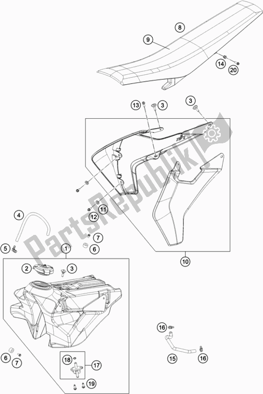 Tutte le parti per il Serbatoio, Sedile del Husqvarna TC 250 EU 2018