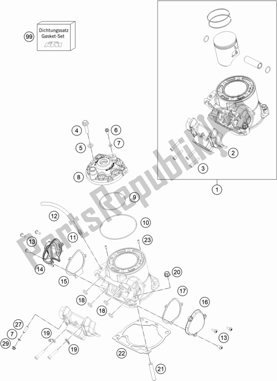 Todas as partes de Cilindro, Cabeça Do Cilindro do Husqvarna TC 250 EU 2019