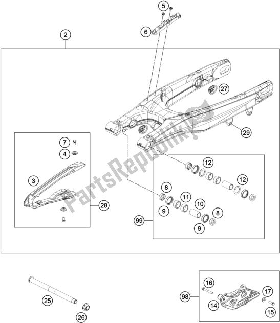 Toutes les pièces pour le Bras Oscillant du Husqvarna TC 250 EU 2019