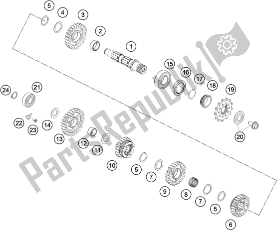 All parts for the Transmission Ii - Countershaft of the Husqvarna TC 250 EU 2019