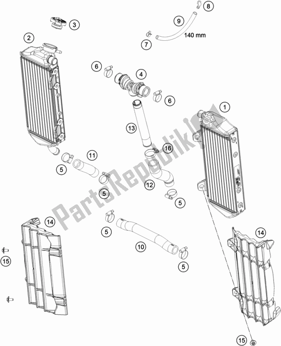 All parts for the Cooling System of the Husqvarna TC 250 EU 2020