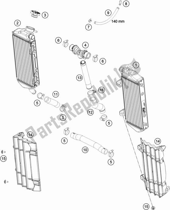 All parts for the Cooling System of the Husqvarna TC 250 EU 2021