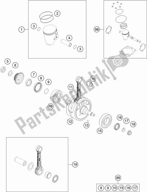 Toutes les pièces pour le Vilebrequin, Piston du Husqvarna TC 250 EU 2021