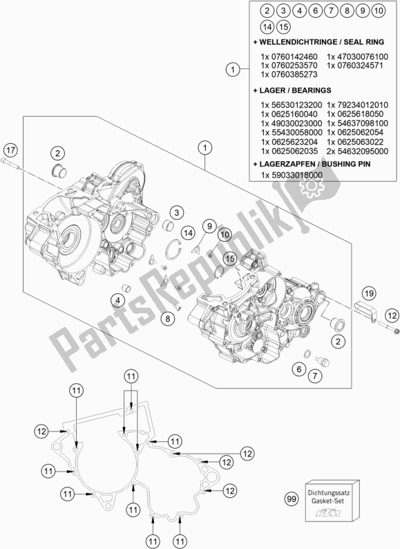 All parts for the Engine Case of the Husqvarna TC 250 EU 2021
