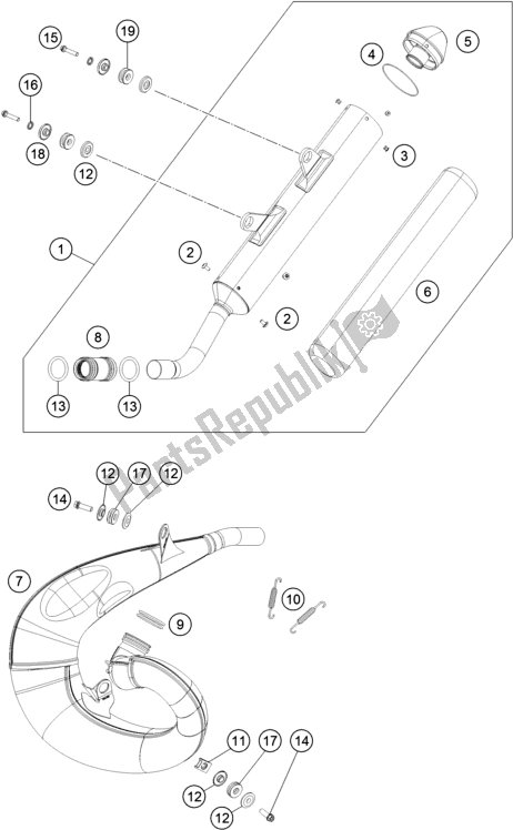 All parts for the Exhaust System of the Husqvarna TC 250 EU 2021