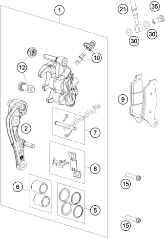 All parts for the Front Brake Caliper of the Husqvarna TC 250 EU 2021