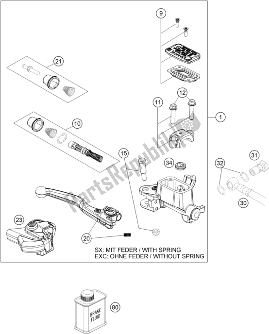 All parts for the Front Brake Control of the Husqvarna TC 250 EU 2021