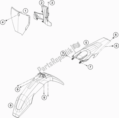 All parts for the Mask, Fenders of the Husqvarna TC 250 EU 2021