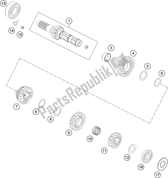 All parts for the Transmission I - Main Shaft of the Husqvarna TC 250 EU 2021