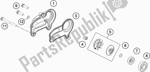 All parts for the Water Pump of the Husqvarna TC 250 EU 2021